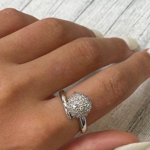 Rachel Koen Diamond Ball Ring 14K White Gold 0.40Cttw Size 7